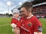 20 May 2017; Peter O'Mahony of Munster with his daughter Indie after the Guinness PRO12 semi-final between Munster and Ospreys at Thomond Park in Limerick. Photo by Diarmuid Greene/Sportsfile