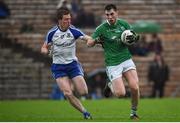 20 May 2017; Ryan Jones of Fermanagh in action against Kieran Duffy of Monaghan during the Ulster GAA Football Senior Championship Preliminary Round match between Monaghan and Fermanagh at St Tiernach's Park in Clones, Co. Monaghan. Photo by Philip Fitzpatrick/Sportsfile