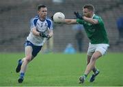 20 May 2017; Karl O’Connell of Monaghan in action against Cathal Beacom of Fermanagh during the Ulster GAA Football Senior Championship Preliminary Round match between Monaghan and Fermanagh at St Tiernach's Park in Clones, Co. Monaghan. Photo by Oliver McVeigh/Sportsfile