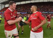 20 May 2017; Donnacha Ryan, left, and Simon Zebo of Munster after the Guinness PRO12 semi-final match between Munster and Ospreys at Thomond Park in Limerick. Photo by Brendan Moran/Sportsfile