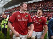 20 May 2017; Donnacha Ryan, left, and CJ Stander of Munster celebrate after the Guinness PRO12 semi-final between Munster and Ospreys at Thomond Park in Limerick. Photo by Diarmuid Greene/Sportsfile