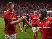 20 May 2017; Donnacha Ryan, left, with Duncan Williams of Munster celebrate after the Guinness PRO12 semi-final between Munster and Ospreys at Thomond Park in Limerick. Photo by Diarmuid Greene/Sportsfile