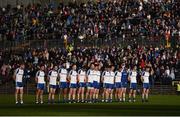 20 May 2017; The Monaghan team during the national anthem before the Ulster GAA Football Senior Championship Preliminary Round match between Monaghan and Fermanagh at St Tiernach's Park in Clones, Co. Monaghan. Photo by Oliver McVeigh/Sportsfile