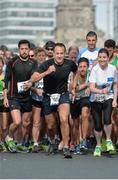 21 May 2017; Leo Varadkar, T. D. Minister for Social Protection, no. 1253, competing in the Streets of Dublin 5k race at the CHQ Building in North Wall, Dublin. Photo by Sam Barnes/Sportsfile
