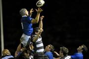 25 November 2011; Hugh Hogan, St Mary's College, wins possession in the lineout against Richie Leyden, Old Belvedere. Ulster Bank League, Division 1A, St Mary's College v Old Belvedere, Templeville Road, Dublin. Picture credit: Matt Browne / SPORTSFILE