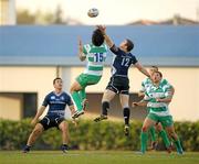 26 November 2011; Gordon D'Arcy, Leinster, contests a high ball with Luke McLean, Treviso. Celtic League, Treviso v Leinster, Stadio Di Mongio, Treviso. Photo by Sportsfile
