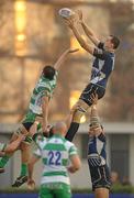 26 November 2011; Devin Toner, Leinster, wins possession in a lineout ahead of Valerio Bernabò, Treviso. Celtic League, Treviso v Leinster, Stadio Di Mongio, Treviso. Photo by Sportsfile