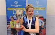 26 November 2011; Mary Strain, North West Special Olympics Club, Letterkenny, Co. Donegal, with the trophy following her side's 2011 Special Olympics Ireland Women's National Basketball Cup victory. 2011 Special Olympics Ireland National Basketball Cup - Women, Corduff Sports Centre, Blanchardstown, Dublin. Picture credit: Stephen McCarthy / SPORTSFILE