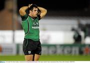 26 November 2011; Ronan Loughney, Connacht, shows his disappointment after the game. Celtic League, Connacht v Ospreys, Sportsground, Galway. Picture credit: Pat Murphy / SPORTSFILE