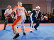 26 November 2011; Drew Neal, left, Kidderminster, England, in action against Alexander Glelxner, Germany, during their 89 kg semi contact bout. 2011 WAKO World Kickboxing Championships, Citywest Conference Centre, Saggart, Dublin. Picture credit: Matt Browne / SPORTSFILE