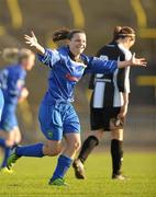 27 November 2011; Sara Lawlor, Peamount United Ladies FC, celebrates after scoring her side's first goal. Bus Eireann Women's National League, Series No. 3, Raheny United Ladies FC v Peamount United Ladies FC, Morton Stadium, Santry, Dublin. Photo by Sportsfile