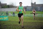 27 November 2011; Andrew Ledwith, Co. Meath, crosses the finish line to finish second in the senior men's race during the Woodie’s DIY Inter County Cross Country Championships. Sligo Racecourse, Sligo. Picture credit: Pat Murphy / SPORTSFILE