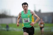 27 November 2011; Andrew Ledwith, Co. Meath, crosses the finish line to finish second in the senior men's race during the Woodie’s DIY Inter County Cross Country Championships. Sligo Racecourse, Sligo. Picture credit: Pat Murphy / SPORTSFILE