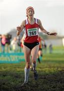 27 November 2011; Claire McCarthy, Cork, crosses the finish line to finish second in the the senior women's race at the Woodie’s DIY Inter County Cross Country Championships. Sligo Racecourse, Sligo. Picture credit: Pat Murphy / SPORTSFILE