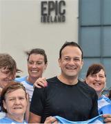 21 May 2017; Leo Varadkar, T. D. Minister for Social Protection, with members of Waterstown Warriors Running Club in Palmerstown, Co Dublin, prior to the Streets of Dublin at the CHQ Building in North Wall, Dublin. Photo by Sam Barnes/Sportsfile