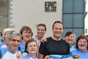 21 May 2017; Leo Varadkar, T. D. Minister for Social Protection, with members of Waterstown Warriors Running Club in Palmerstown, Co Dublin, prior to the Streets of Dublin at the CHQ Building in North Wall, Dublin. Photo by Sam Barnes/Sportsfile