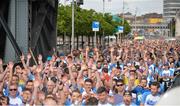 21 May 2017; A general view of the mass warm up prior to the Streets of Dublin 5k race at the CHQ Building in North Wall, Dublin. Photo by Sam Barnes/Sportsfile