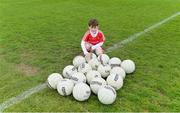 21 May 2017; Conal Kelly, son of Louth manager Colin Kelly, tending to the footballs before the Leinster GAA Football Senior Championship Round 1 match between Louth and Wicklow at Parnell Park in Dublin. Photo by Piaras Ó Mídheach/Sportsfile