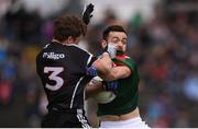 21 May 2017; Kevin McLoughlin of Mayo in action against Charlie Harrison of Sligo during the Connacht GAA Football Senior Championship Quarter-Final match between Mayo and Sligo at Elvery's MacHale Park in Castlebar, Co Mayo. Photo by Stephen McCarthy/Sportsfile