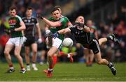 21 May 2017; Kevin McLoughlin of Mayo has his shot blocked down by Adrian McIntyre of Sligo during the Connacht GAA Football Senior Championship Quarter-Final match between Mayo and Sligo at Elvery's MacHale Park in Castlebar, Co Mayo. Photo by Stephen McCarthy/Sportsfile