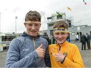 21 May 2017; Conal Killough and Ciaran Campbell, Antrim supporters from Ballymena, Co. Antrim before the Ulster GAA Football Senior Championship Quarter-Final match between Donegal and Antrim at MacCumhaill Park in Ballybofey, Co. Donegal. Photo by Oliver McVeigh/Sportsfile