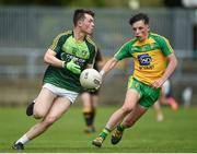 21 May 2017; Tiernan McAteer of Antrim in action against Aaron Doherty of Donegal during the Electric Ireland Ulster GAA Football Minor Championship Quarter-Final match between Donegal and Antrim at MacCumhaill Park in Ballybofey, Co. Donegal. Photo by Oliver McVeigh/Sportsfile