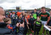 21 May 2017; Danny Kirby of Mayo with supporters following the Connacht GAA Football Senior Championship Quarter-Final match between Mayo and Sligo at Elvery's MacHale Park in Castlebar, Co Mayo. Photo by Stephen McCarthy/Sportsfile