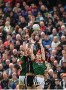 21 May 2017; Donal Vaughan, right, and Tom Parsons of Mayo in action against Adrian McIntyre of Sligo during the Connacht GAA Football Senior Championship Quarter - Final match between Mayo and Sligo at Elvery's MacHale Park in Castlebar, Co Mayo. Photo by Stephen McCarthy/Sportsfile