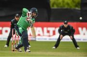 21 May 2017; Ireland captain William Porterfield hits for one run bowled by Adam Milne of New Zealand during the One Day International match between Ireland and New Zealand at Malahide Cricket Club in Dublin. Photo by Cody Glenn/Sportsfile