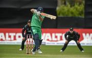 21 May 2017; Ed Joyce of Ireland hits for one run off Adam Milne of New Zealand during the One Day International match between Ireland and New Zealand at Malahide Cricket Club in Dublin. Photo by Cody Glenn/Sportsfile