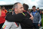 21 May 2017; Carlow manager Turlough O'Brien is congratulated by supporters following the Leinster GAA Football Senior Championship Round 1 match between Carlow and Wexford at Netwatch Cullen Park in Carlow. Photo by Ramsey Cardy/Sportsfile
