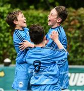 21 May 2017; Cillian Geraghty, right, of Dublin District Schoolboys League celebrates after scoring his side's winning goal with his teammates Callum Wynne and James Byrne during the Subway SFAI U12 Final match between Cork Schoolboys League and Dublin District Schoolboys League in Cahir, Co Tipperary. Photo by David Maher/Sportsfile