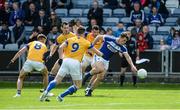21 May 2017; John O'Loughlin of Laois in action against Longford players, left to right, John Keegan, Barry Gilleran, Michael Quinn, and Barry McKeon during the Leinster GAA Football Senior Championship Round 1 match between Laois and Longford at O'Moore Park in Portlaoise, Co Laois. Photo by Daire Brennan/Sportsfile