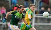 21 May 2017; Hugh McFadden of Donegal  in action against Patrick Gallagher of Antrim   during the Ulster GAA Football Senior Championship Quarter-Final match between Donegal and Antrim at MacCumhaill Park in Ballybofey, Co Donegal. Photo by Oliver McVeigh/Sportsfile