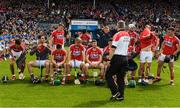 21 May 2017; Selector Diarmuid O'Sullivan instructs the Cork players to remove track suit tops before taking the traditional team photograph before the Munster GAA Hurling Senior Championship Semi-Final match between Tipperary and Cork at Semple Stadium in Thurles, Co Tipperary. Photo by Ray McManus/Sportsfile