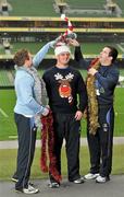 30 November 2011; Christmas Party at the Aviva! There will be a Christmas party atmosphere in the Aviva stadium on Saturday December 17 when Leinster take on Bath in the crucial Heineken Cup match just over a week before Santa visits. Pictured in their new Christmas jumpers are Leinster stars, from left, Sean Cronin, Nathan White and Shane Jennings. Leinster supporters are being asked to wear Christmas jumpers on the night and get in the charity spirit to help raise essential funds for Leinster’s five charities – Welcome Home, Barretstown, Bray Lakers, Action Breast Cancer and St John Ambulance. A charity text campaign will run on the evening and Leinster followers will be asked to donate €2.50 to support these worthy causes. For more information or to purchase tickets please see www.leinsterrugby.ie The Christmas jumper fun is supported by www.christmasjumperday.com. Aviva Stadium, Lansdowne Road, Dublin. Picture credit: Brendan Moran / SPORTSFILE