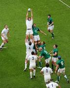 20 August 2011; Louis Picamoles, France, wins a lineout from Donncha O'Callaghan, Ireland. Rugby World Cup Warm-up game, Ireland v France, Aviva Stadium, Lansdowne Road, Dublin. Picture credit: Ray McManus / SPORTSFILE