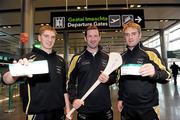 30 November 2011; Tipperary hurlers, from left, Brendan Maher, Brendan Cummins, and Noel McGrath, prior to departure for San Francisco for the GAA GPA All-Stars Tour 2011 sponsored by Opel.  Dublin Airport, Dublin. Picture credit: Brian Lawless / SPORTSFILE