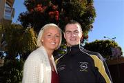 1 December 2011; Antrim's Liam Watson and Maighréad Nic Oitir, Belfast, relax in advance of Sunday's game. 2011 GAA GPA All-Stars Hurling Tour sponsored by Opel, Sheraton Fisherman's Wharf Hotel, Mason Street, San Francisco, California, USA. Picture credit: Ray McManus / SPORTSFILE