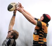 3 December 2011; James Ryan, Cork Constitution, and Shane O'Neill, Young Munster, contest a lineout. Ulster Bank League, Division 1A, Cork Constitution v Young Munster, Temple Hill, Cork. Picture credit: Stephen McCarthy / SPORTSFILE