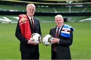 22 May 2017; Former Manchester United defender Gary Pallister, left, and former Sampdoria midfielder Liam Brady in attendance at the announcement of the international club match at the Aviva Stadium on August 2nd between Manchester United and Sampdoria. Aviva Stadium, Dublin. Photo by Seb Daly/Sportsfile