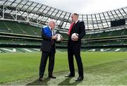 22 May 2017; Former Manchester United defender Gary Pallister, right, and former Sampdoria midfielder Liam Brady in attendance at the announcement of the international club match at the Aviva Stadium on August 2nd between Manchester United and Sampdoria. Aviva Stadium, Dublin. Photo by Seb Daly/Sportsfile