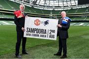 22 May 2017; Former Manchester United defender Gary Pallister, left, and former Sampdoria midfielder Liam Brady in attendance at the announcement of the international club match at the Aviva Stadium on August 2nd between Manchester United and Sampdoria. Aviva Stadium, Dublin. Photo by Seb Daly/Sportsfile