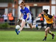 20 May 2017; Aishling Moloney of Munster in action against Sharon Courtney of Ulster during the MMI Ladies Football Interprovincial Tournament final between Munster and Ulster at Gavan Diffy Park in Monaghan. Photo by Ramsey Cardy/Sportsfile