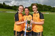 20 May 2017; Ulster's Neamh Woods, left, Emma Doherty, centre, and Caroline O'Hanlon following the MMI Ladies Football Interprovincial Tournament final between Munster and Ulster at Gavan Diffy Park in Monaghan. Photo by Ramsey Cardy/Sportsfile