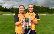 20 May 2017; Ulster's Neamh Woods, left, and Meabh Mallon following the MMI Ladies Football Interprovincial Tournament final between Munster and Ulster at Gavan Diffy Park in Monaghan. Photo by Ramsey Cardy/Sportsfile