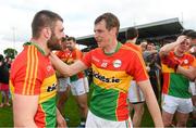 21 May 2017; Carlow's Sean Murphy, left, and Sean Gannon celebrate following the Leinster GAA Football Senior Championship Round 1 match between Carlow and Wexford at Netwatch Cullen Park in Carlow. Photo by Ramsey Cardy/Sportsfile