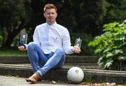 22 May 2017; Aaron Byrne of Dublin pictured with his EirGrid U21 Player of the Year award and Eirgrid U21 21 Award for his outstanding contribution in the 2017 EirGrid GAA Football U21 Championship. EirGrid is the state-owned company that manages and develops Ireland's electricity grid. For more information see www.eirgrid.com. Herbert Park Hotel in Dublin.  Photo by Sam Barnes/Sportsfile