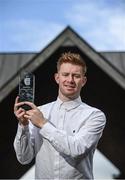 22 May 2017; Aaron Byrne of Dublin pictured with his EirGrid U21 Player of the Year award for his outstanding contribution in the 2017 EirGrid GAA Football U21 Championship. EirGrid is the state-owned company that manages and develops Ireland's electricity grid. For more information see www.eirgrid.com. Herbert Park Hotel in Dublin.  Photo by Sam Barnes/Sportsfile