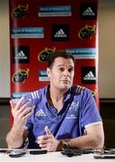 22 May 2017; Munster director of rugby Rassie Erasmus during a Munster Rugby press conference at the University of Limerick in Limerick. Photo by Diarmuid Greene/Sportsfile